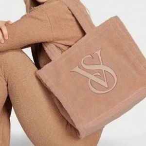 Victoria’s Secret Plush Fleece Tote Sherpa Tan